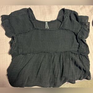 Anthropologie Textured Black Blouse